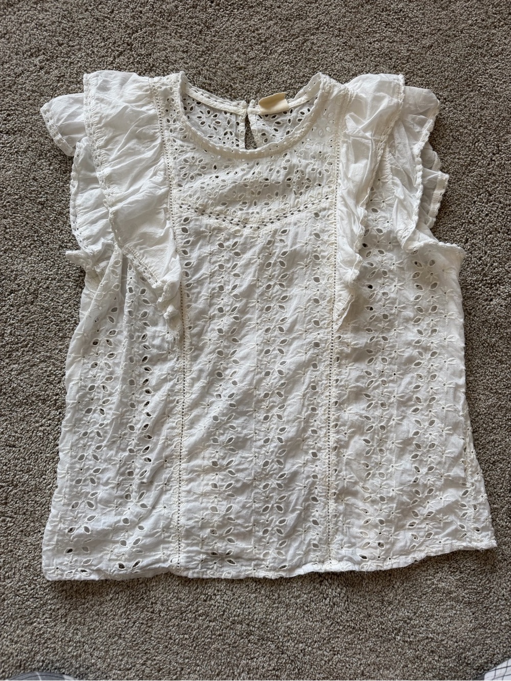 Women’s Good Hart White Eyelet Ruffle Top- Size XS